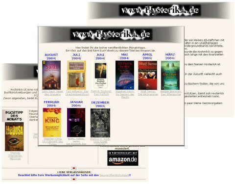 Screenshot der Webprsenz HysterikA