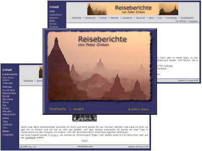 Screenshot der Webprsenz Reiseberichte von Peter Zinken