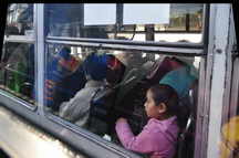 während der Fahrt zum Zocalo, öffentlicher Bus