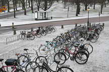 Hier wird auch im Winter fleiig mit dem Rad gefahren